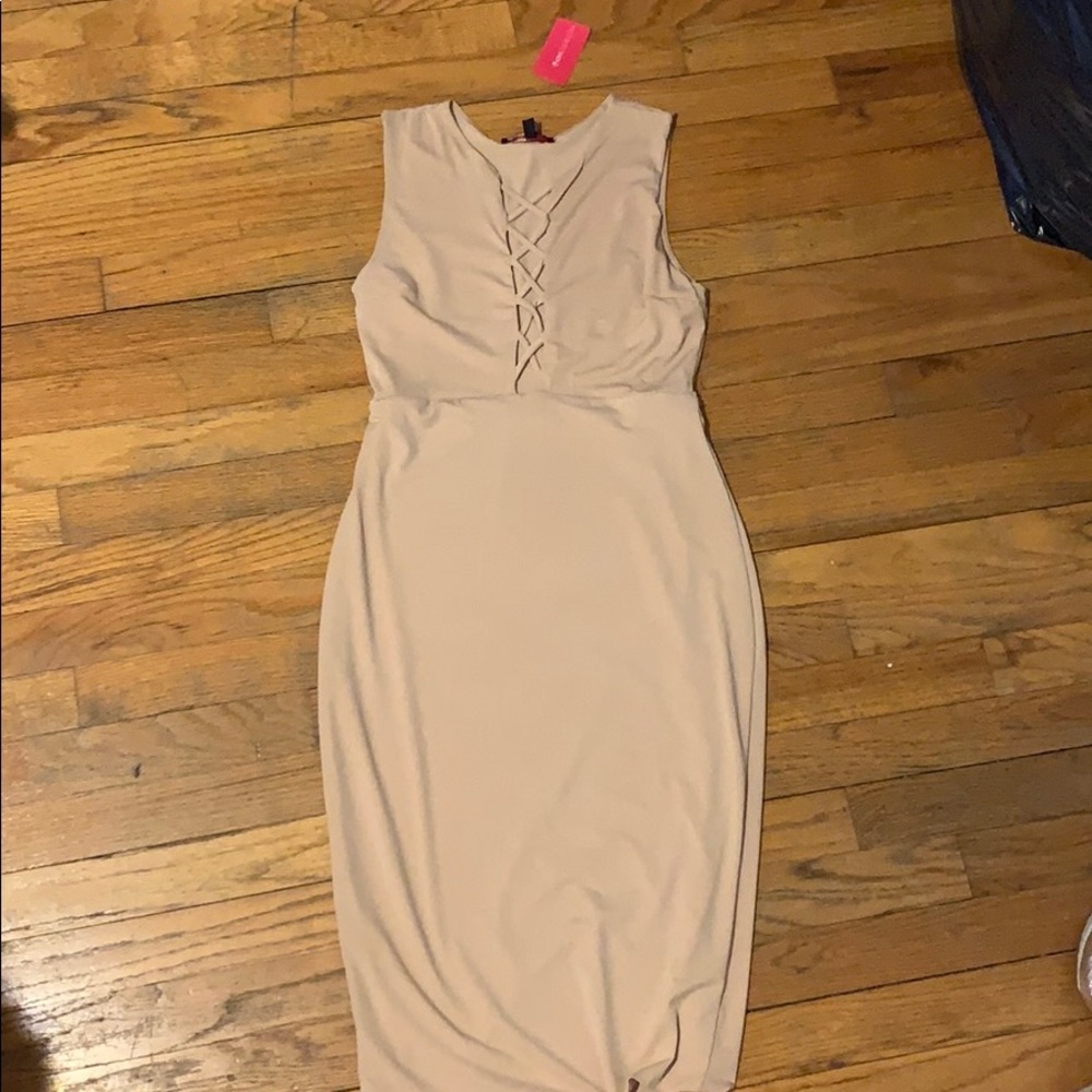 Nude Midi Bodycon Nude Dress